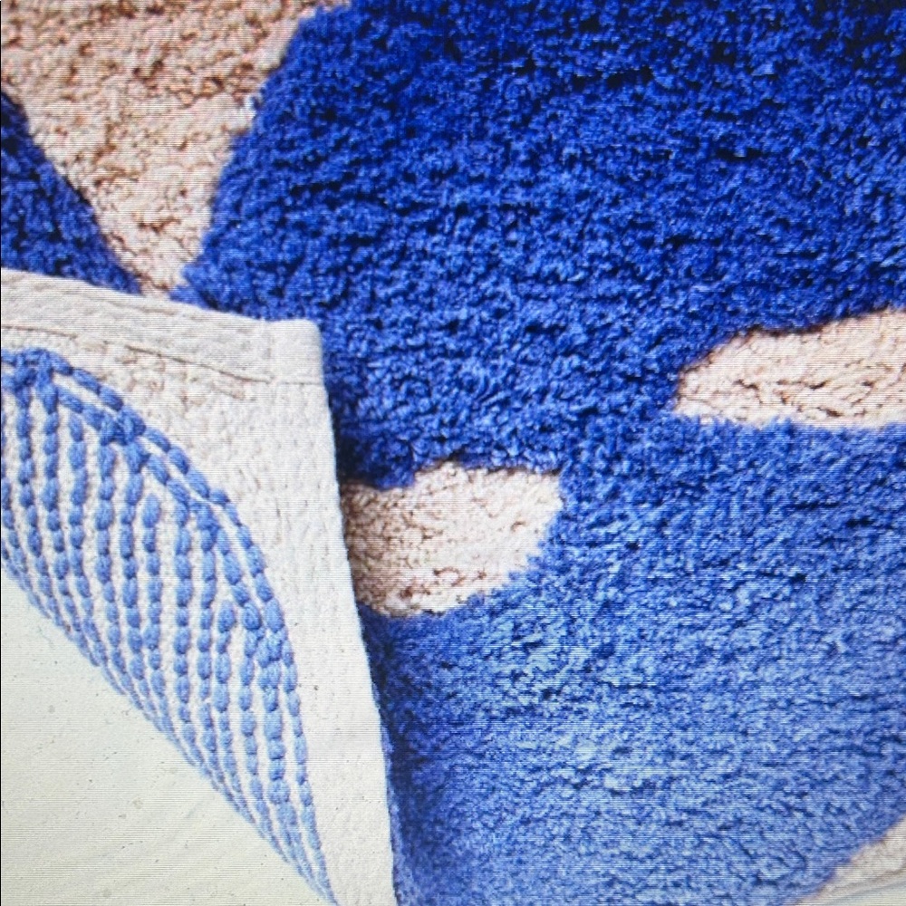 Opalhouse Jungalow 100% Cotton Concentric Wave Blue Bath Rug , Blue/Cream - Picture 3 of 11
